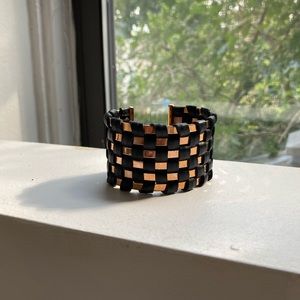 Rose Gold & Leather Cuff Bracelet